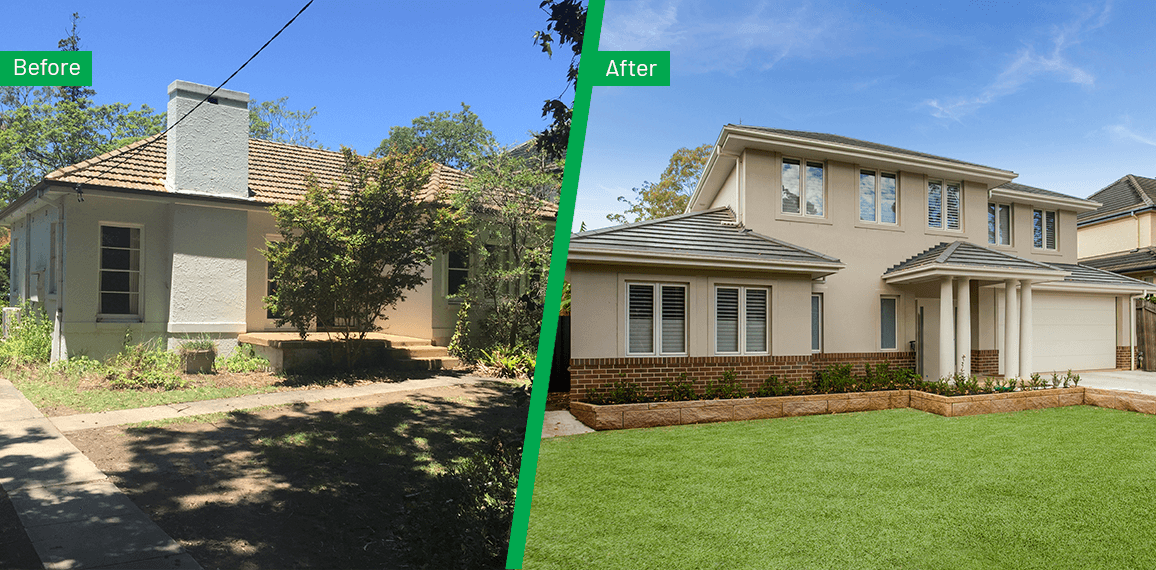 Knockdown rebuild before and after